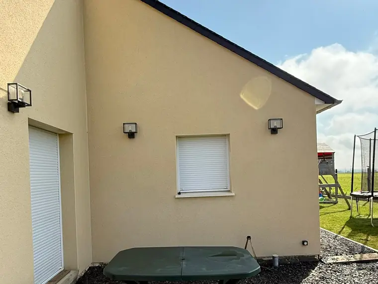 Façade encrassée et verdie avant nettoyage
